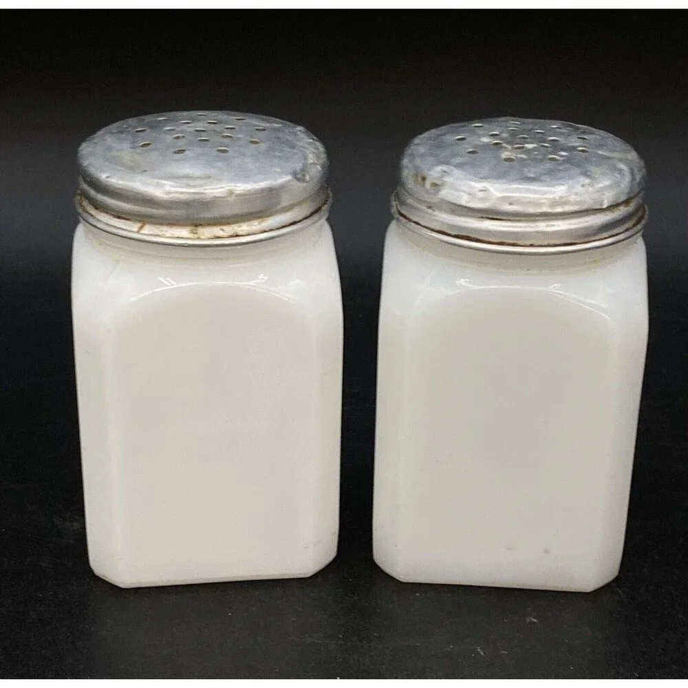 Tipp City Salt and Pepper Shaker Milk Glass Sailboats Dutch Windmill Mixed Set